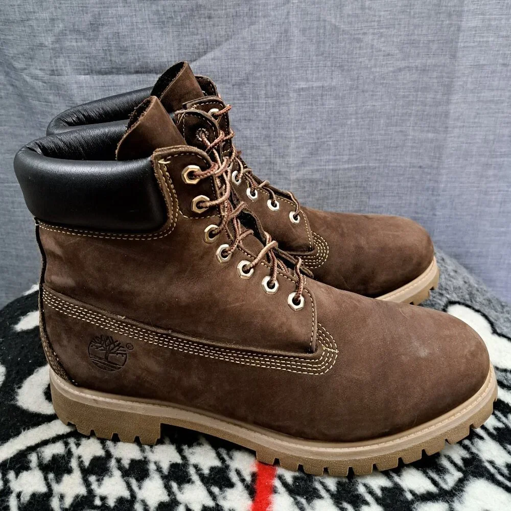 %Size 10.5 Men Timberland Premium 6-Inch Waterproof Boots Brown D16